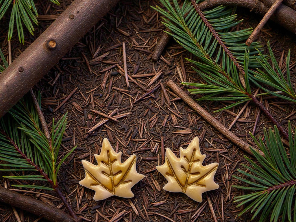 Pink n' Gold Leaf Studs